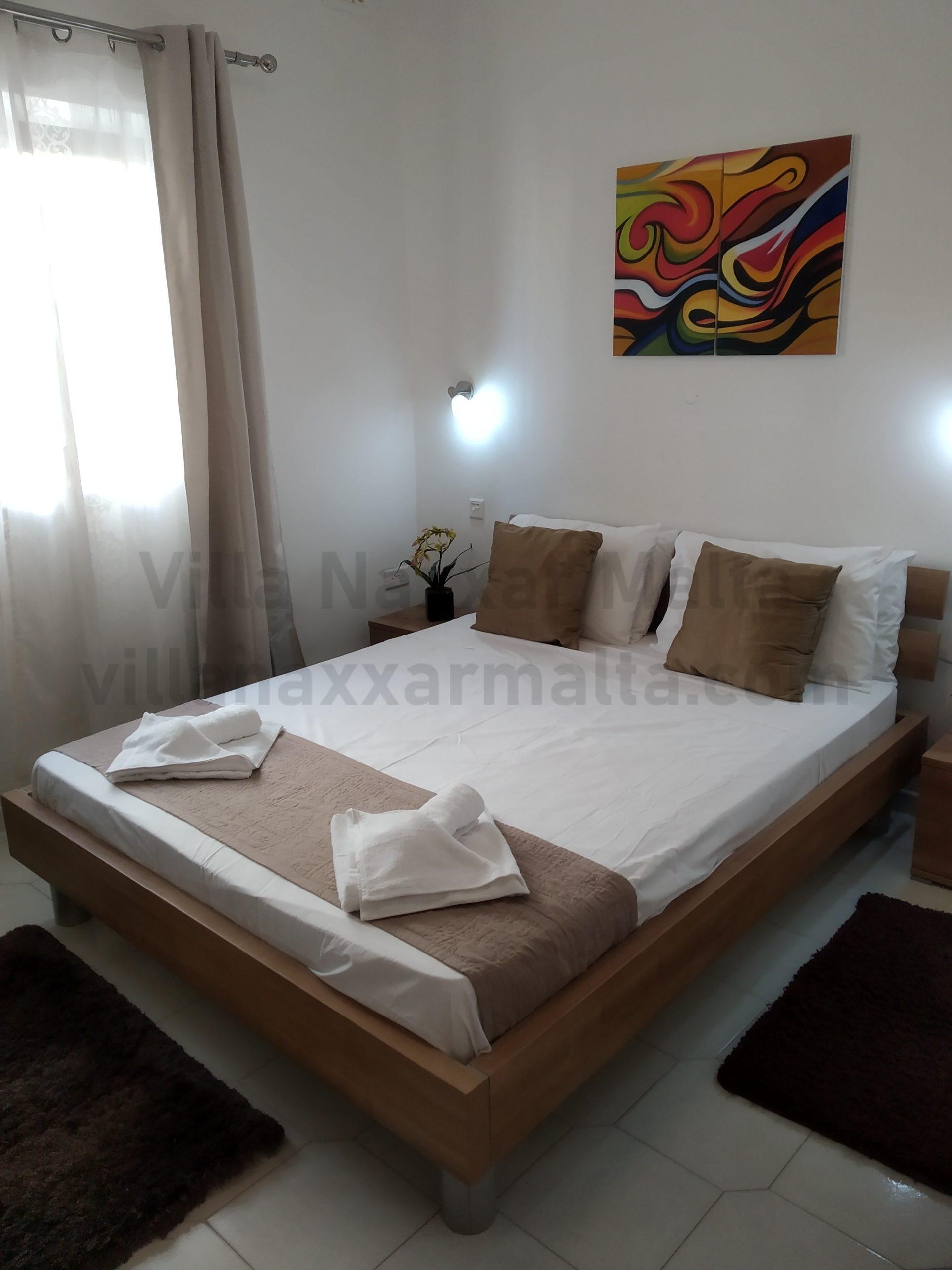 Villa Naxxar Malta – Third Bedroom (double Bed) with large wardrobes, AC, WIFI and more ... space for additional beds